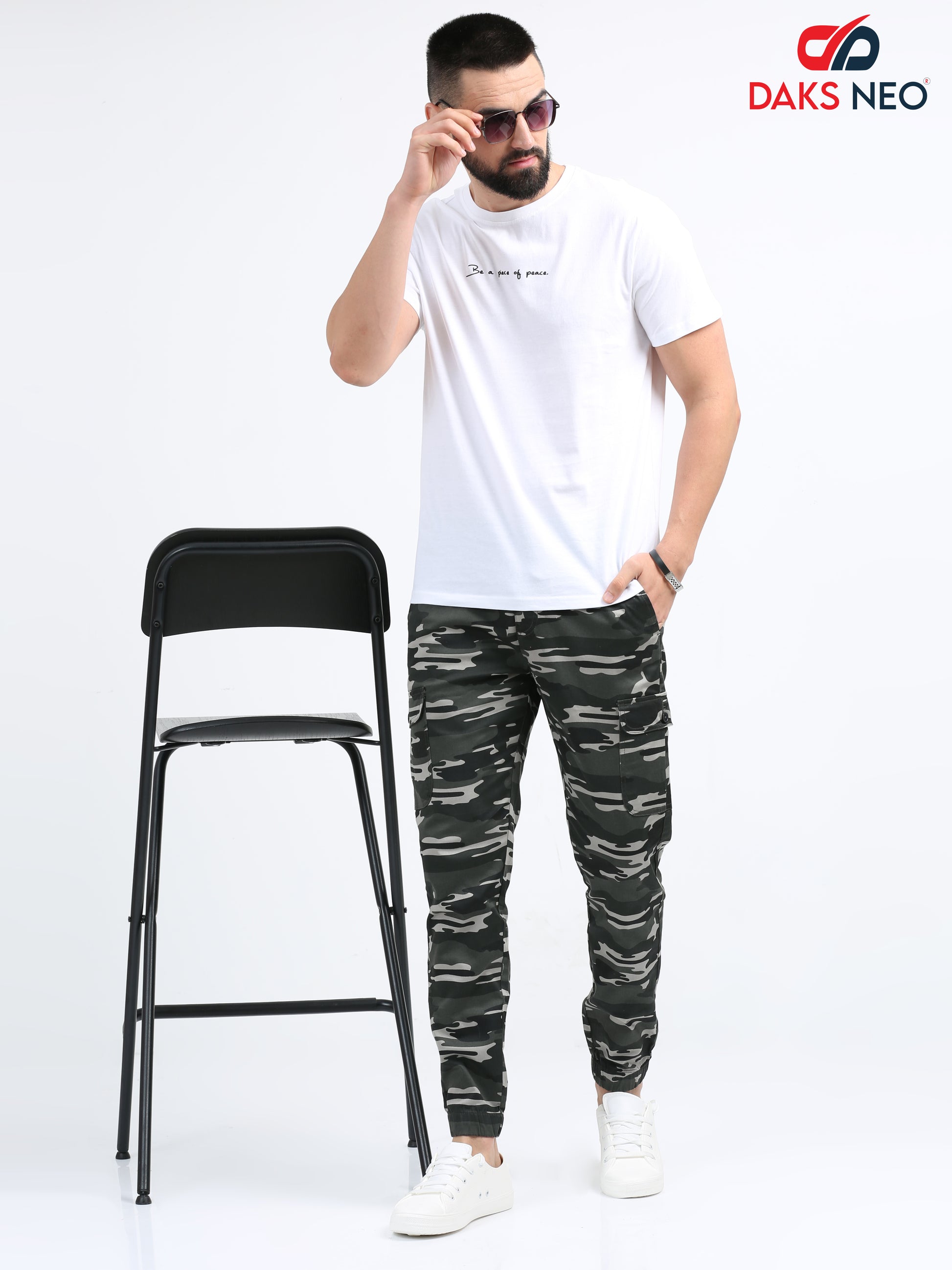 Green Camouflage Joggers for Men 