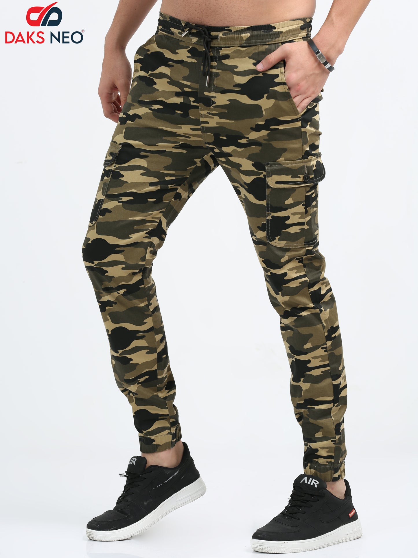 Beige Camouflage Joggers for Men 