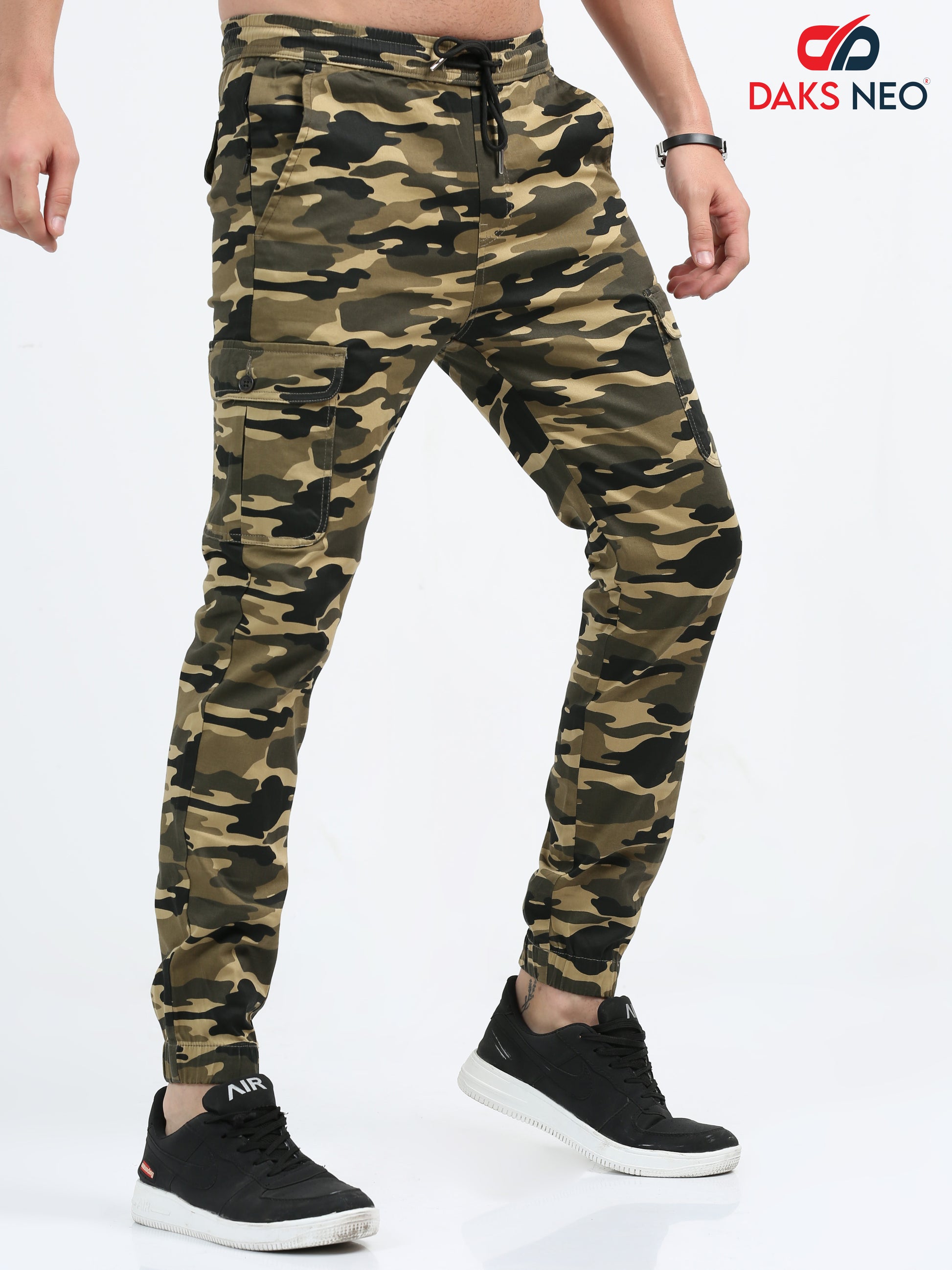 Beige Camouflage Joggers for Men 