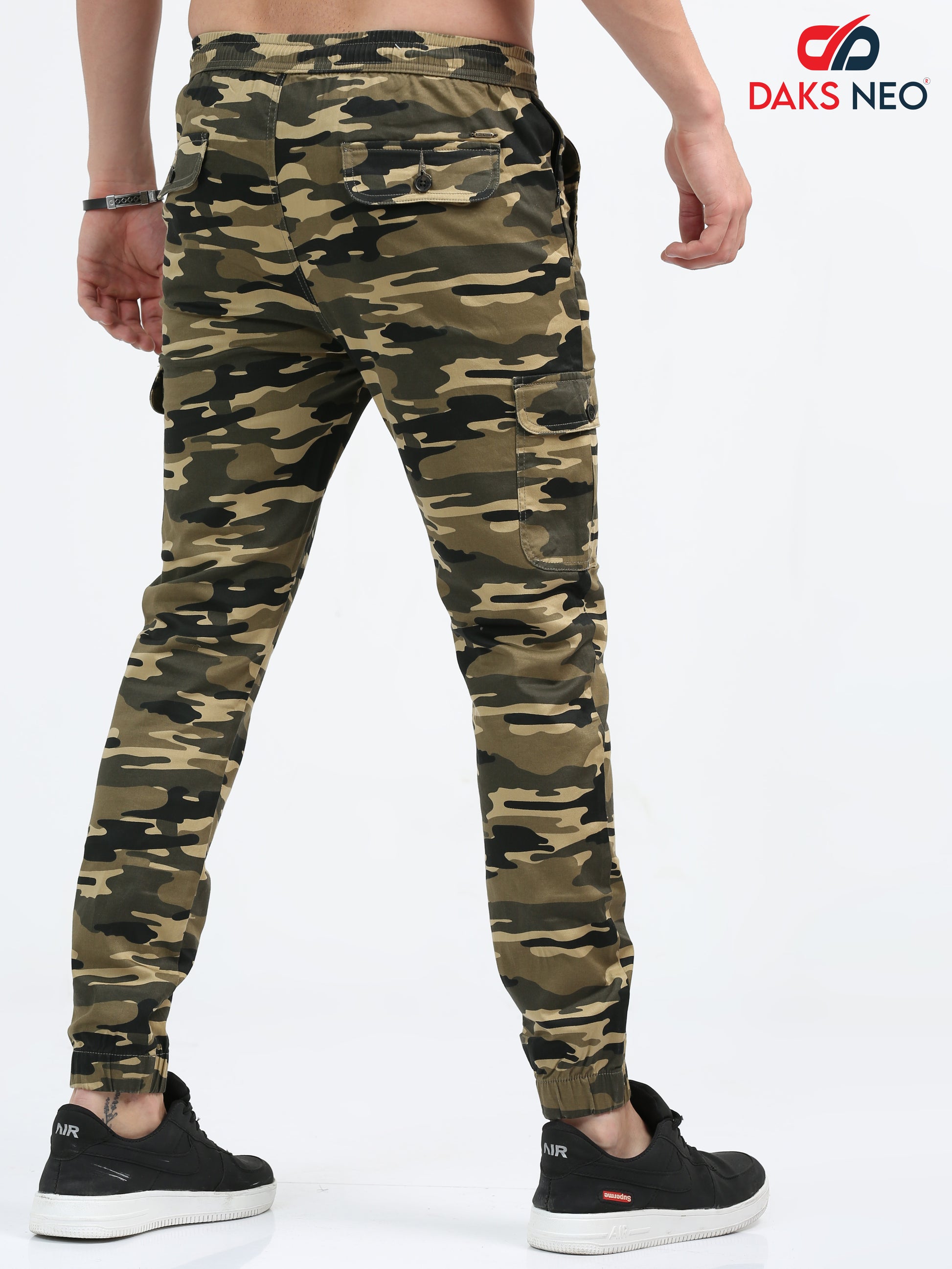 Beige Camouflage Joggers for Men 