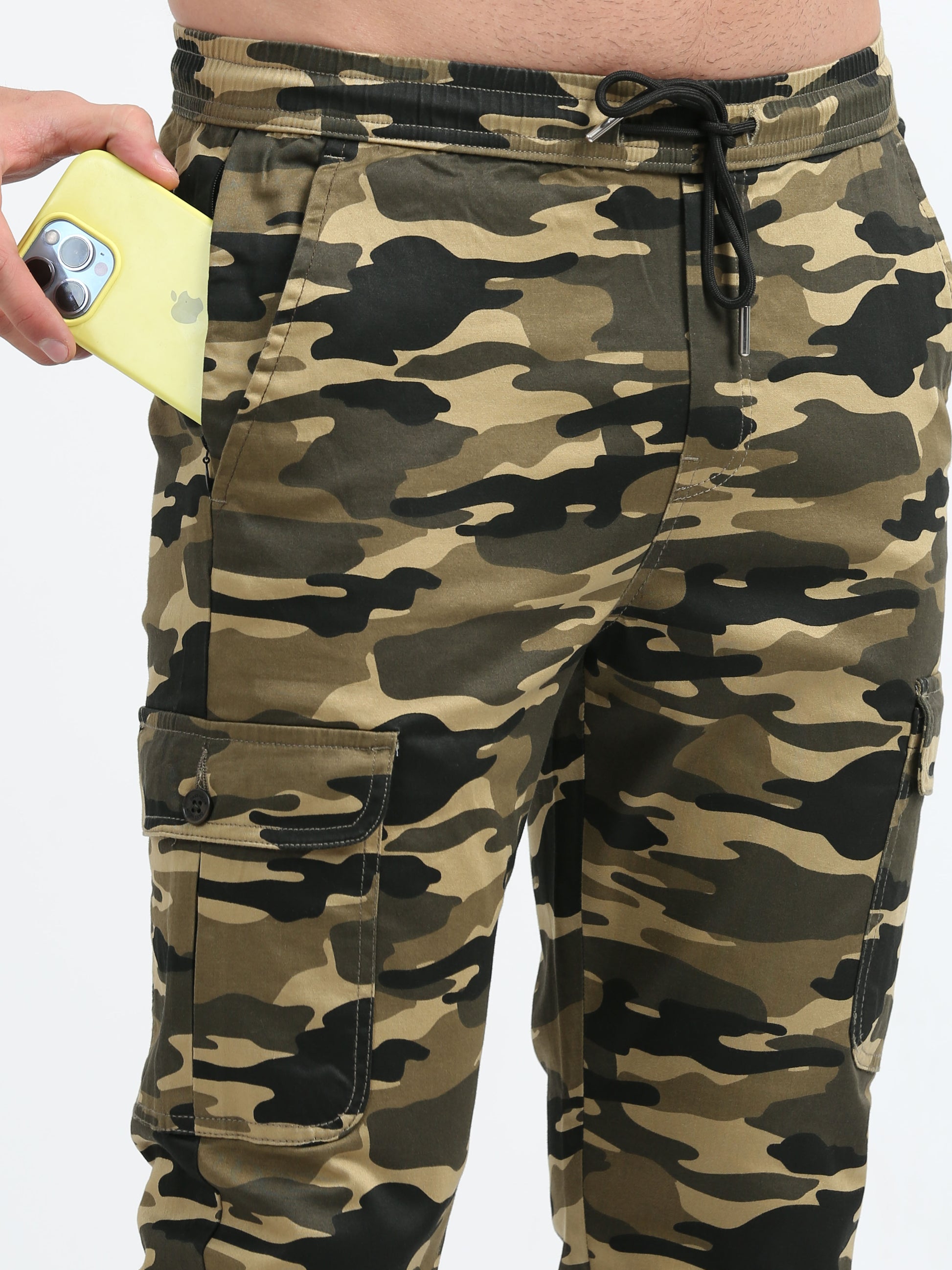 Beige Camouflage Joggers for Men 