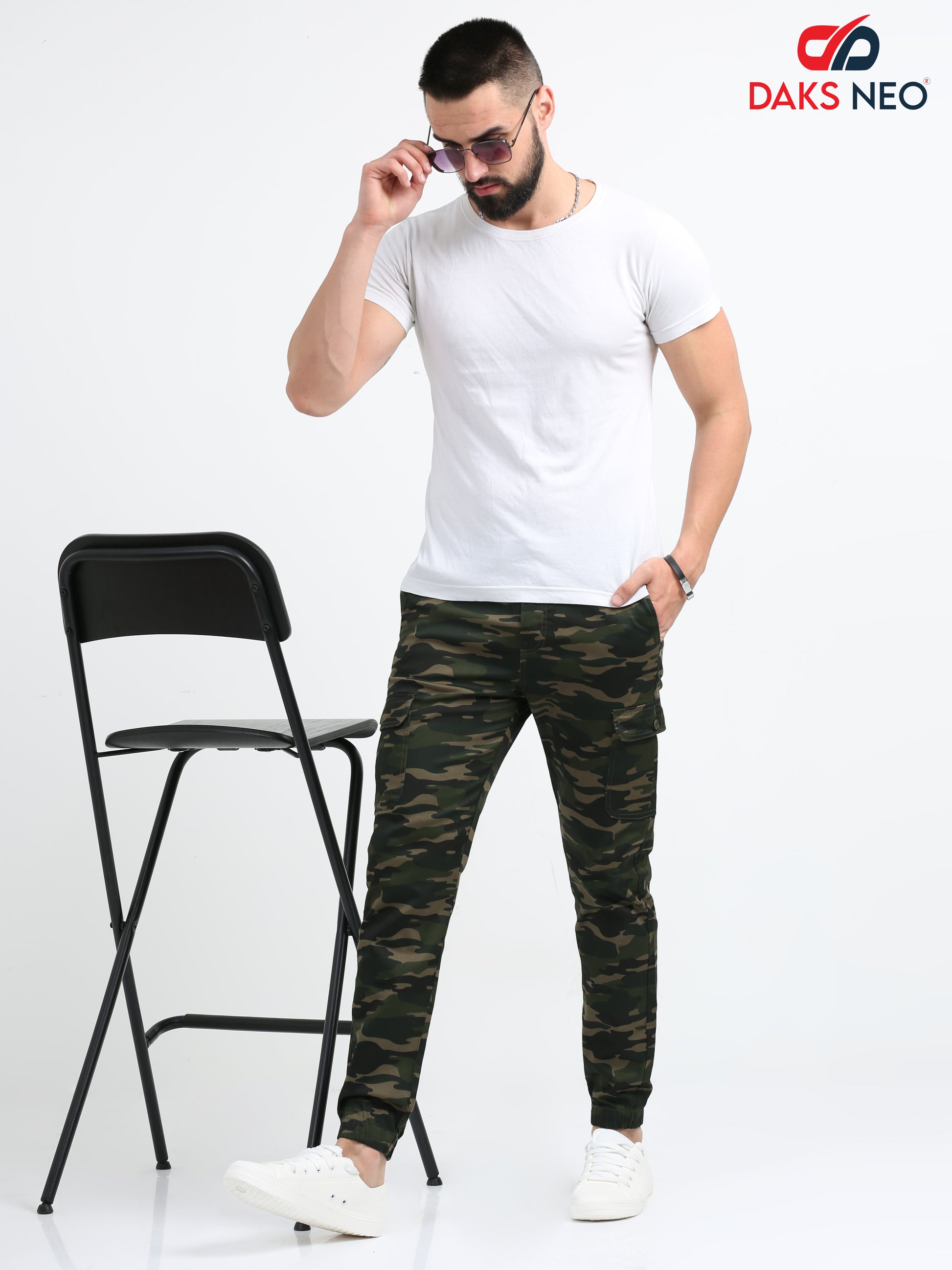Black Camouflage Joggers for Men 