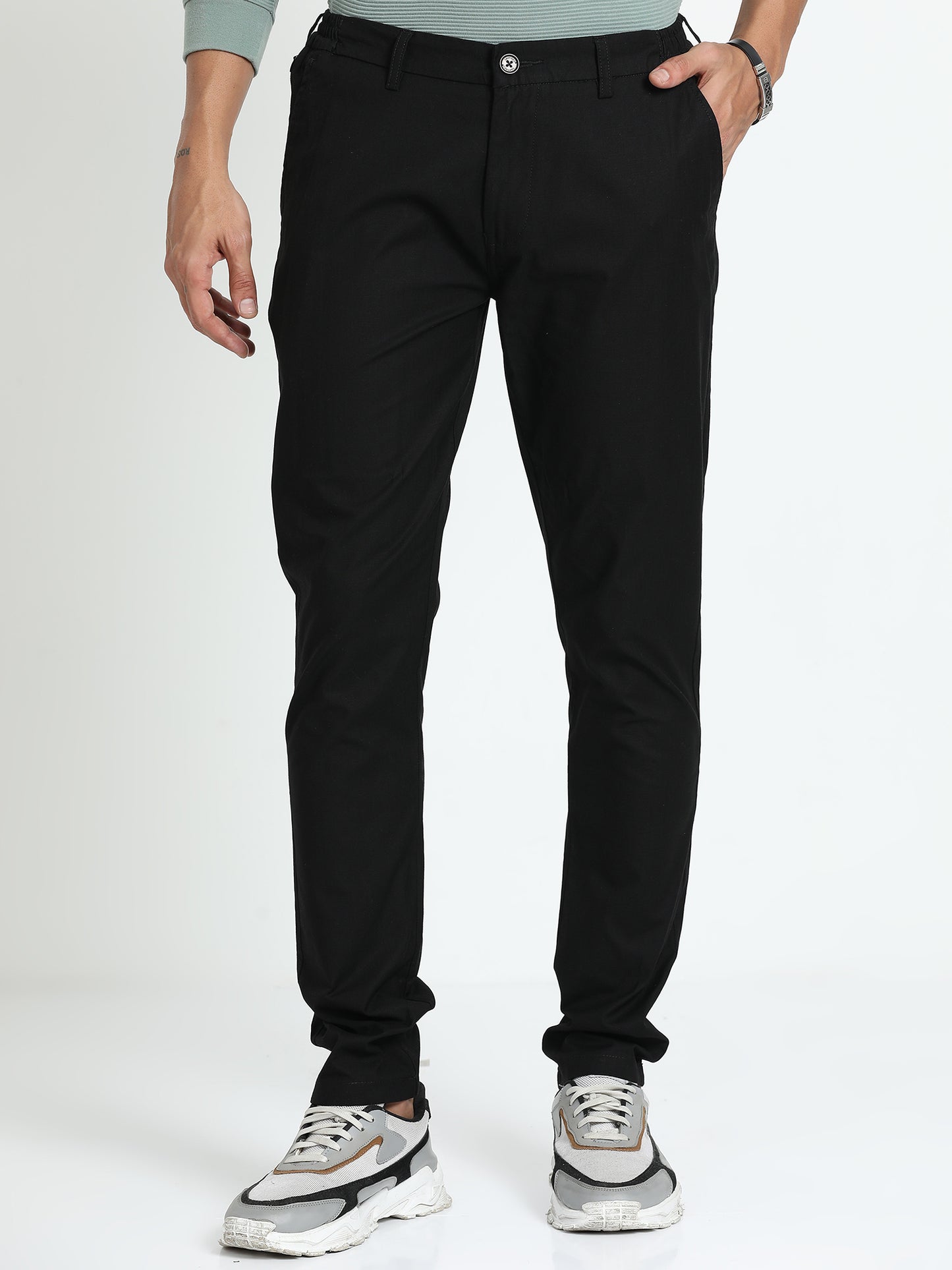 Deep Black Slim Fit Trouser for Men