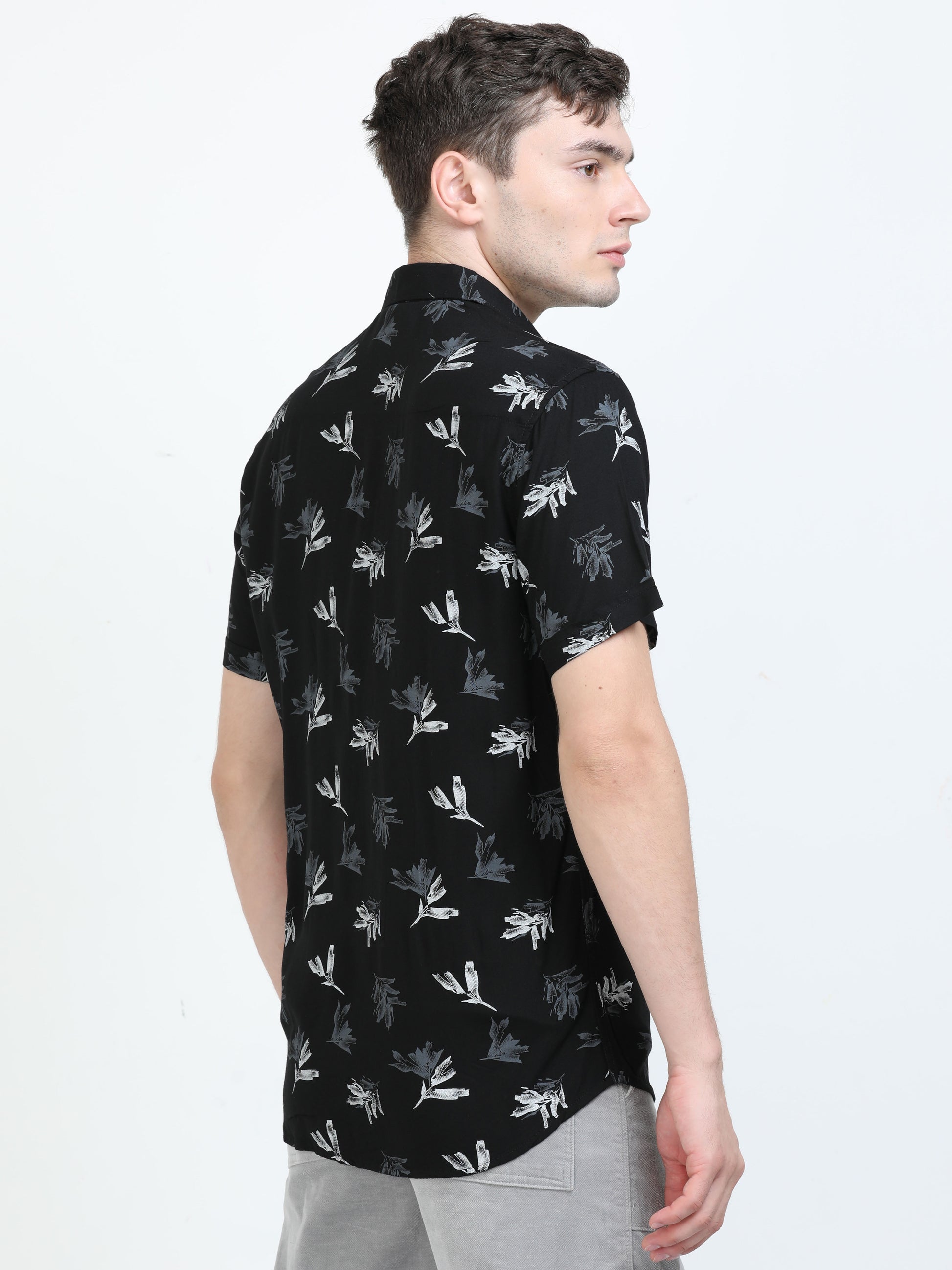 Raisin Black Tropical printed shirts for Men 