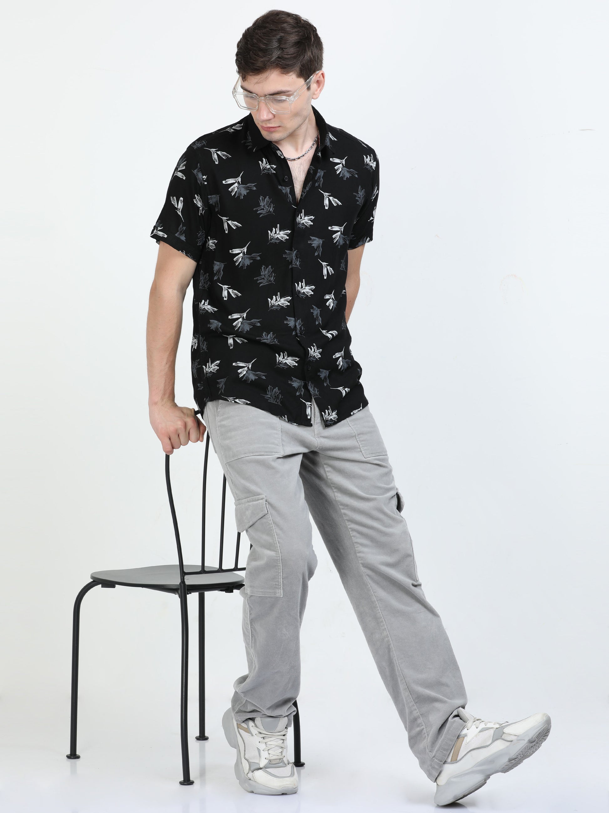 Raisin Black Tropical printed shirts for Men 