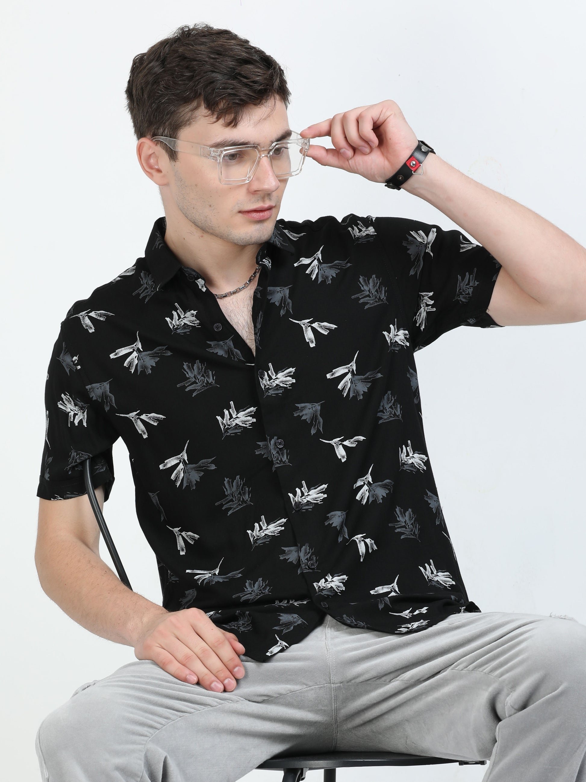 Raisin Black Tropical printed shirts for Men 