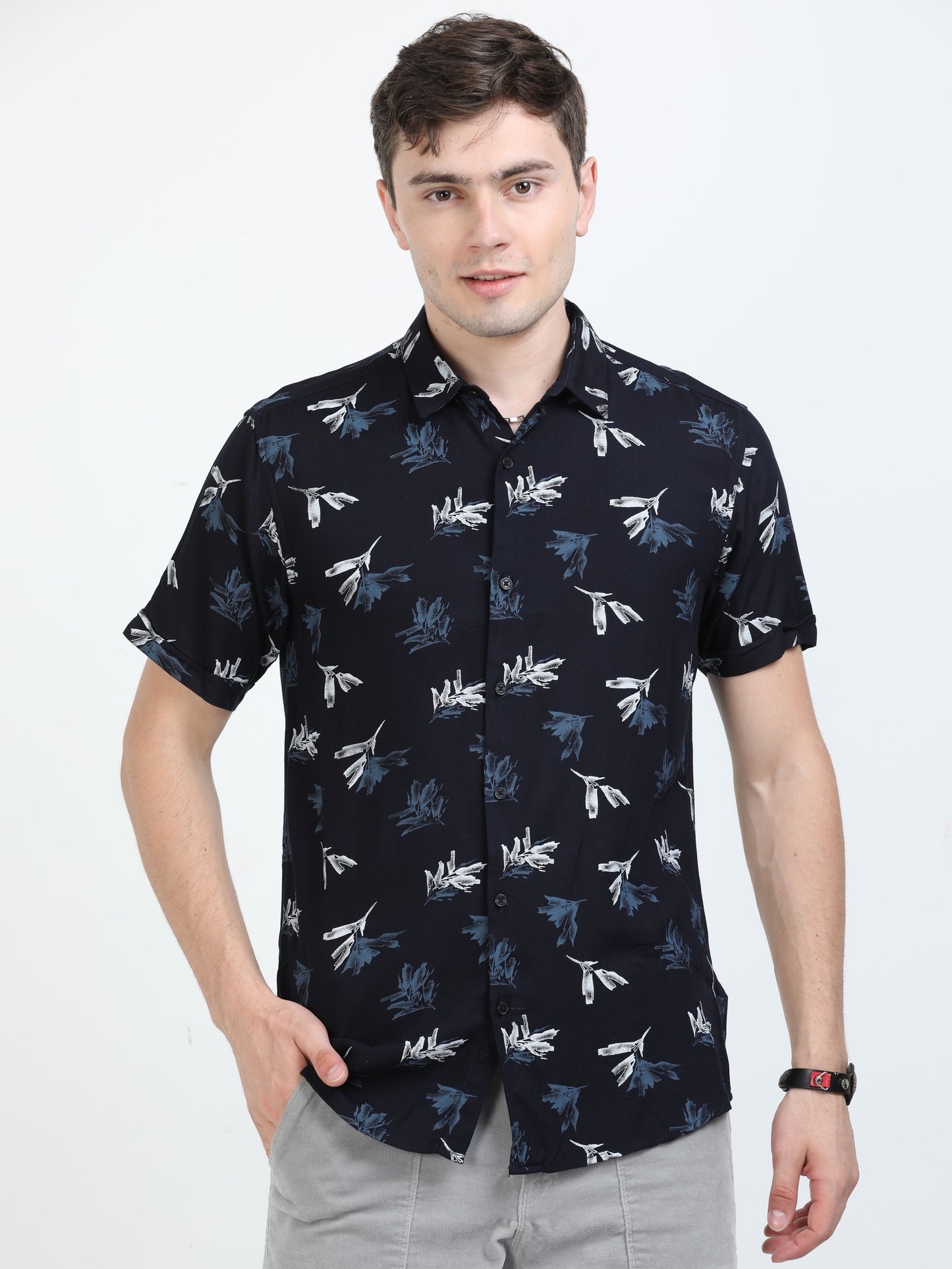 Millenium Blue Tropical printed shirts for Men 