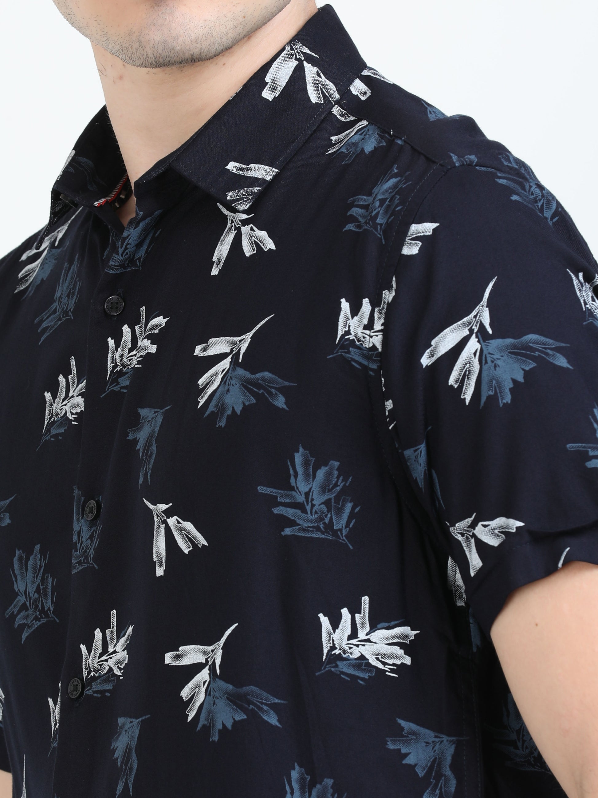 Millenium Blue Tropical printed shirts for men 