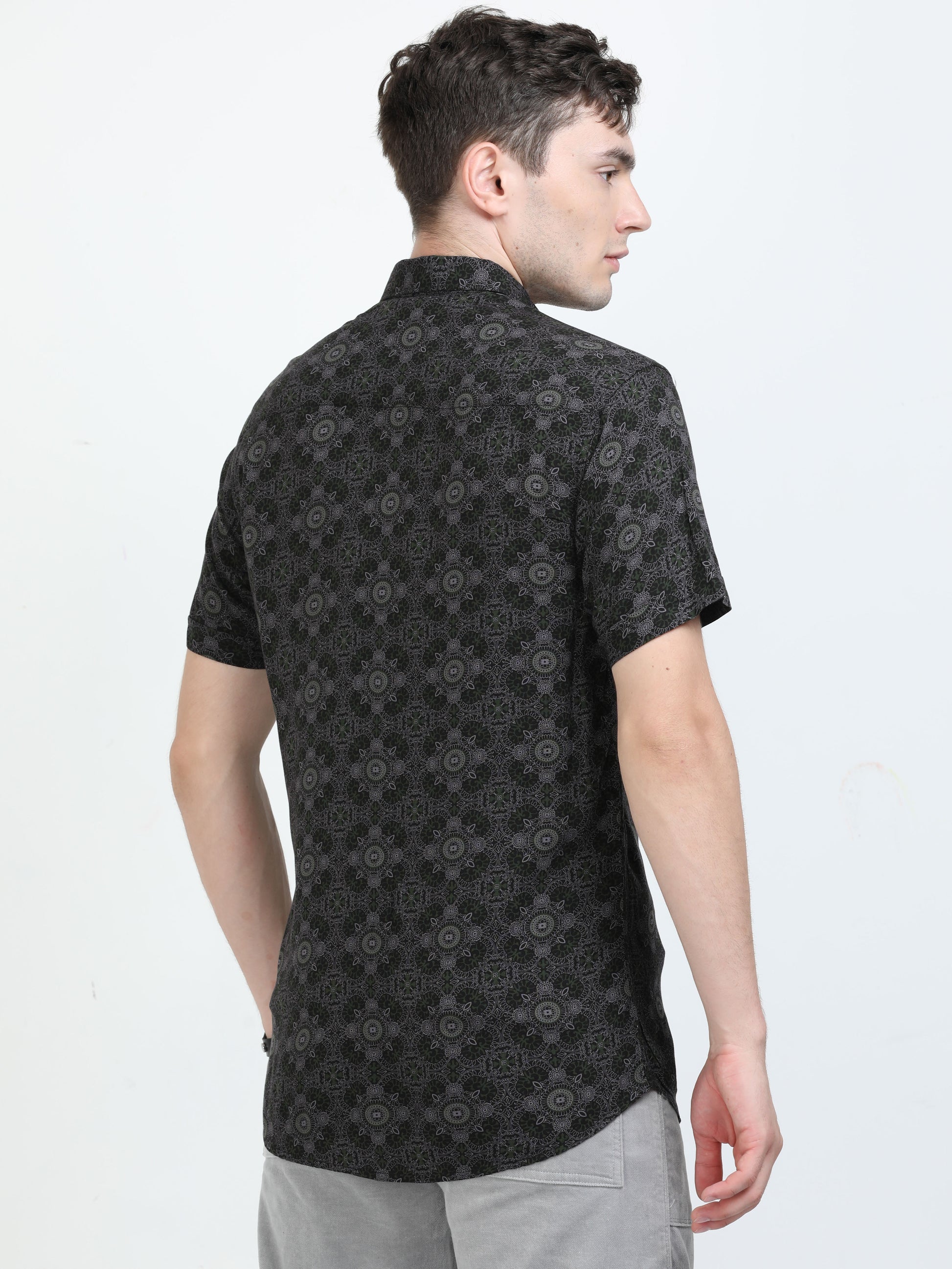 Rangoon Green Printed Shirt for Men 