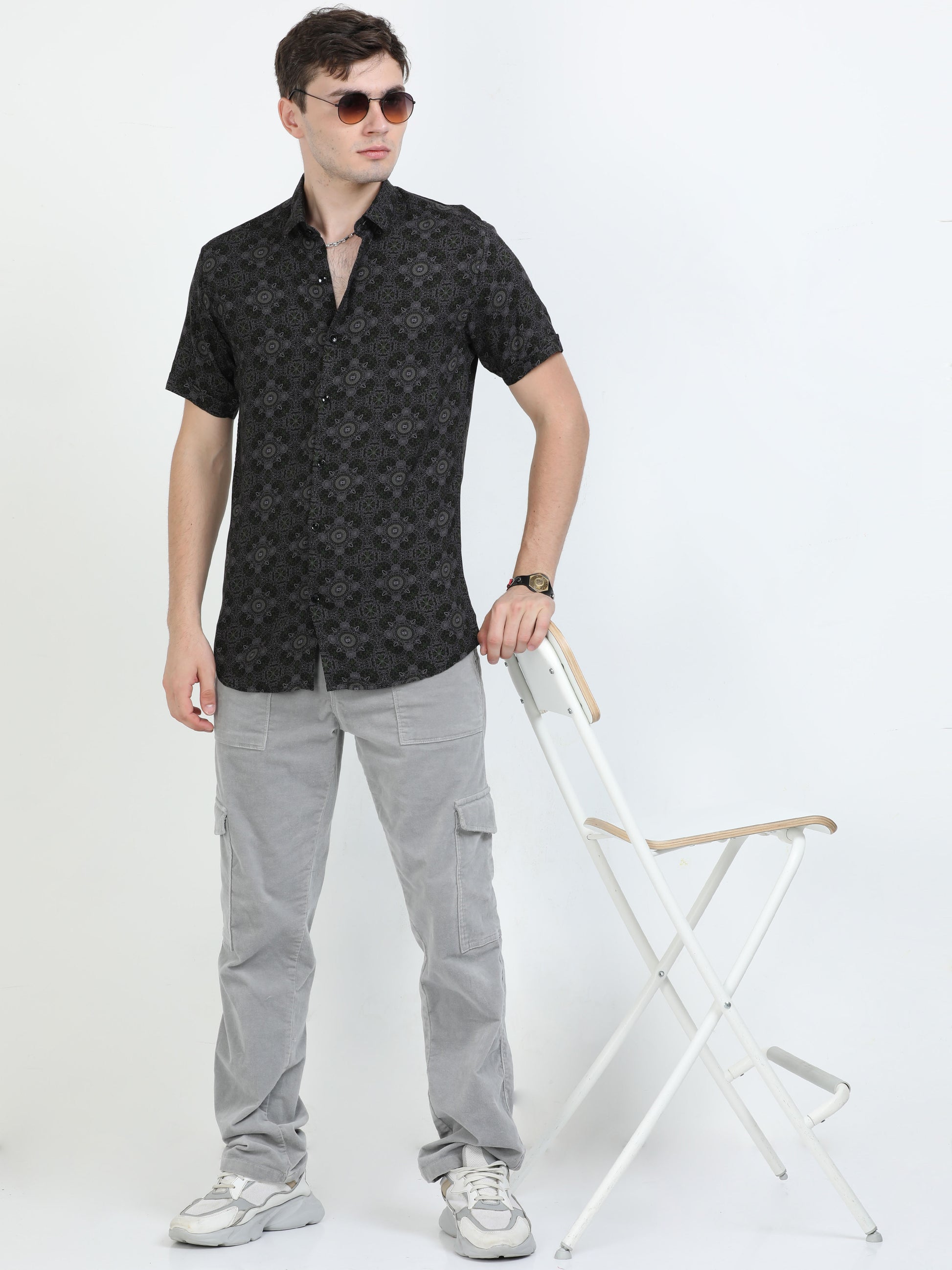 Rangoon Green Printed Shirt for Men 