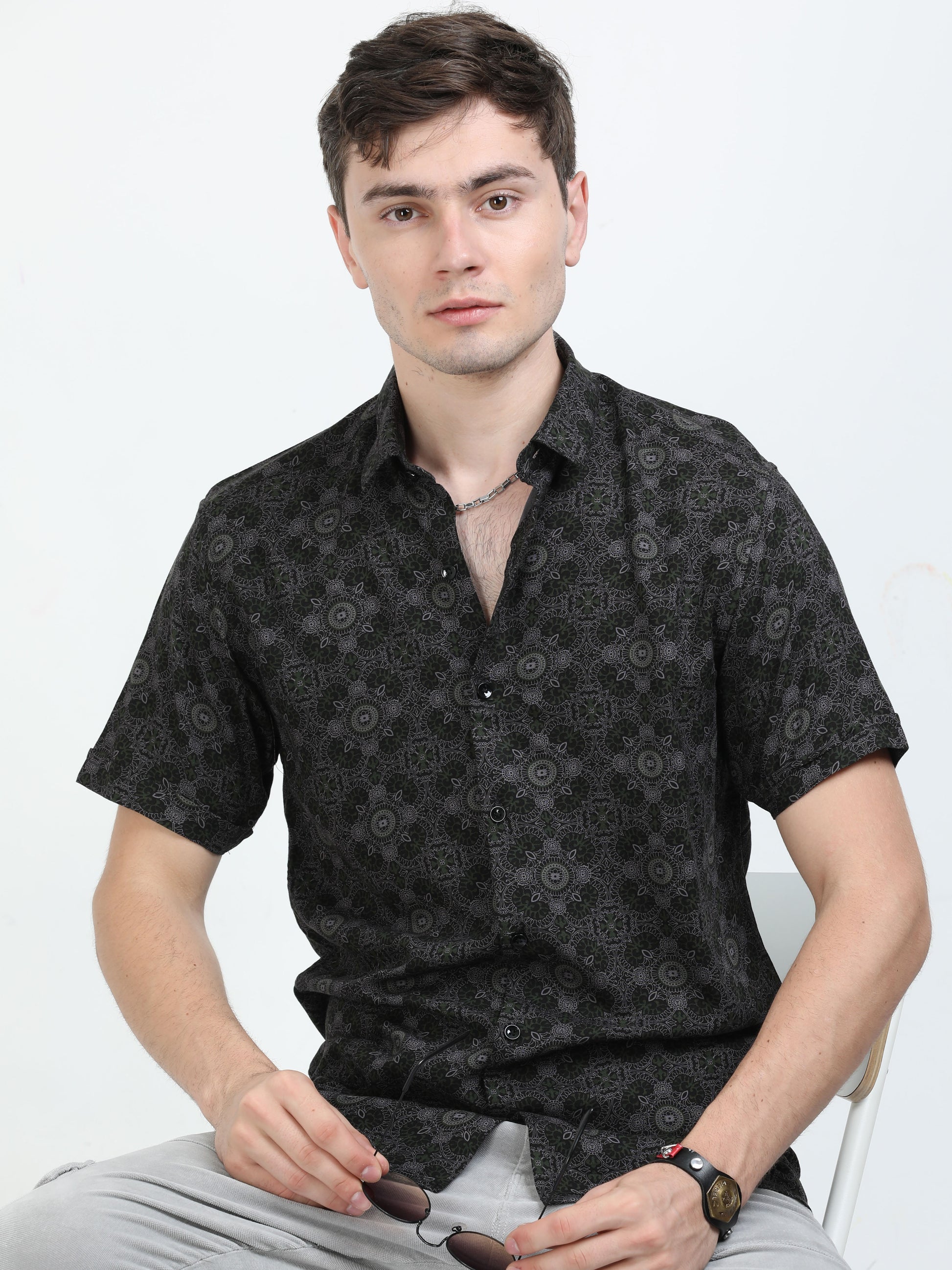 Rangoon Green Printed Shirt for Men 