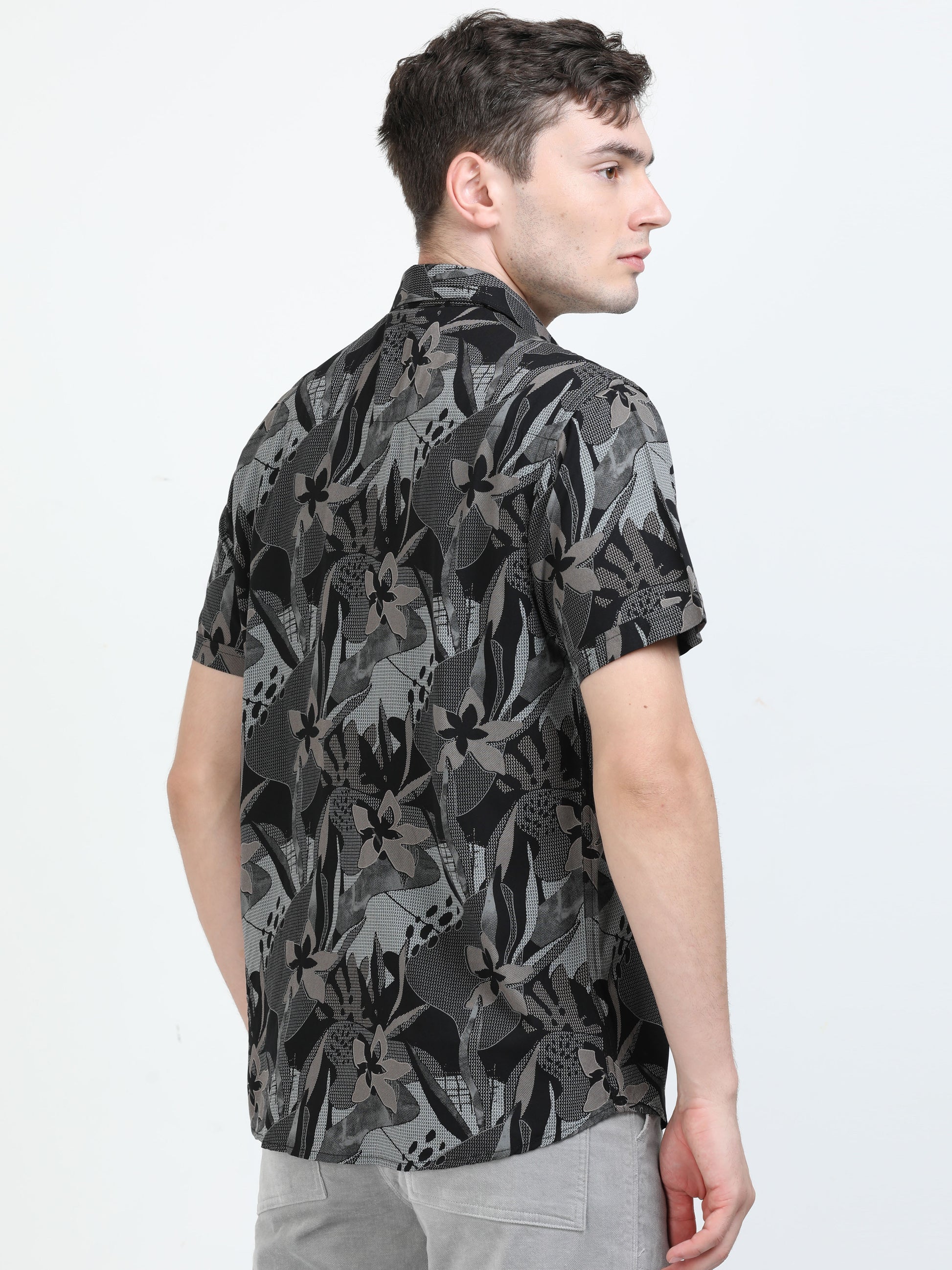 Mid Grey Abstract Printed Shirt for Men 