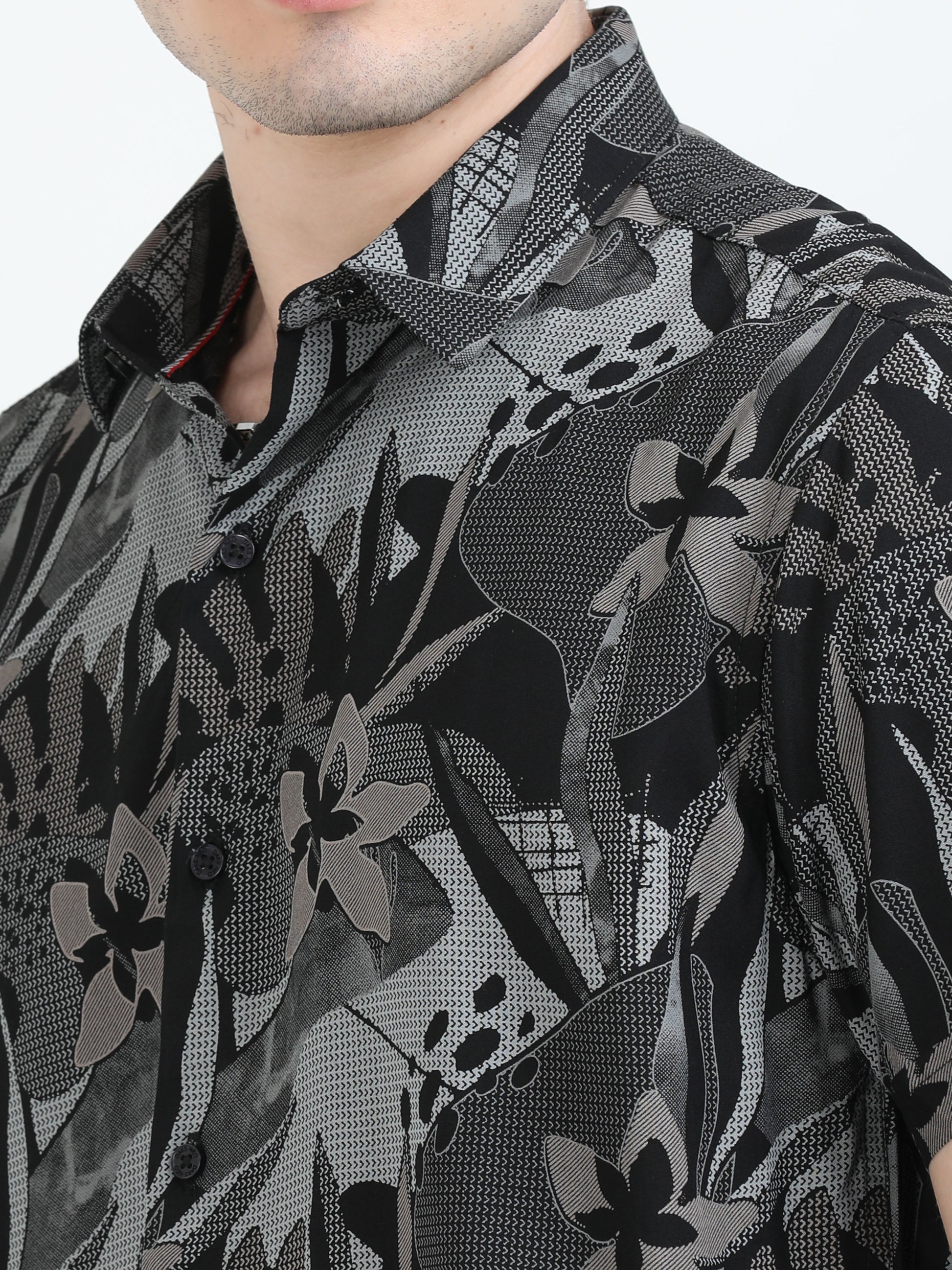 Mid Grey Abstract Printed Shirt for Men 