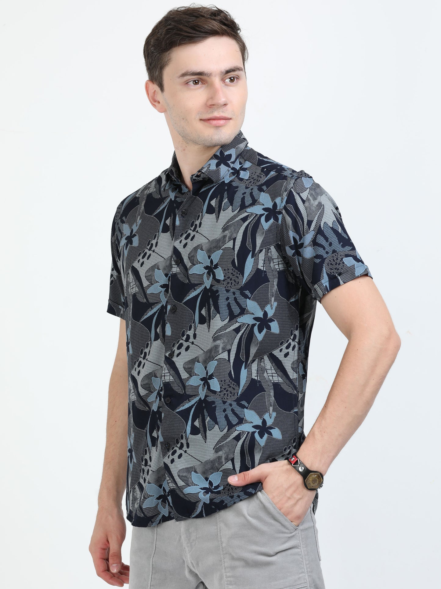 Blue Bayoux Abstract Printed Shirt for Men 