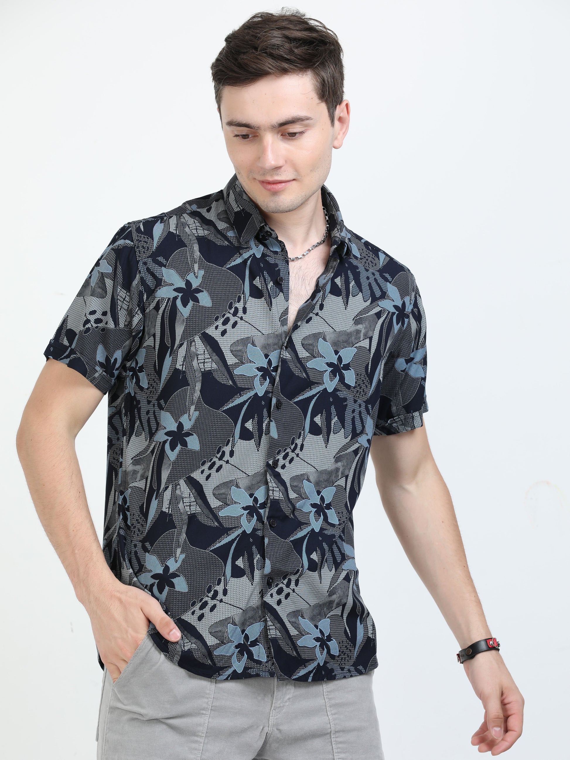 Blue Bayoux Abstract Printed Shirt for Men 