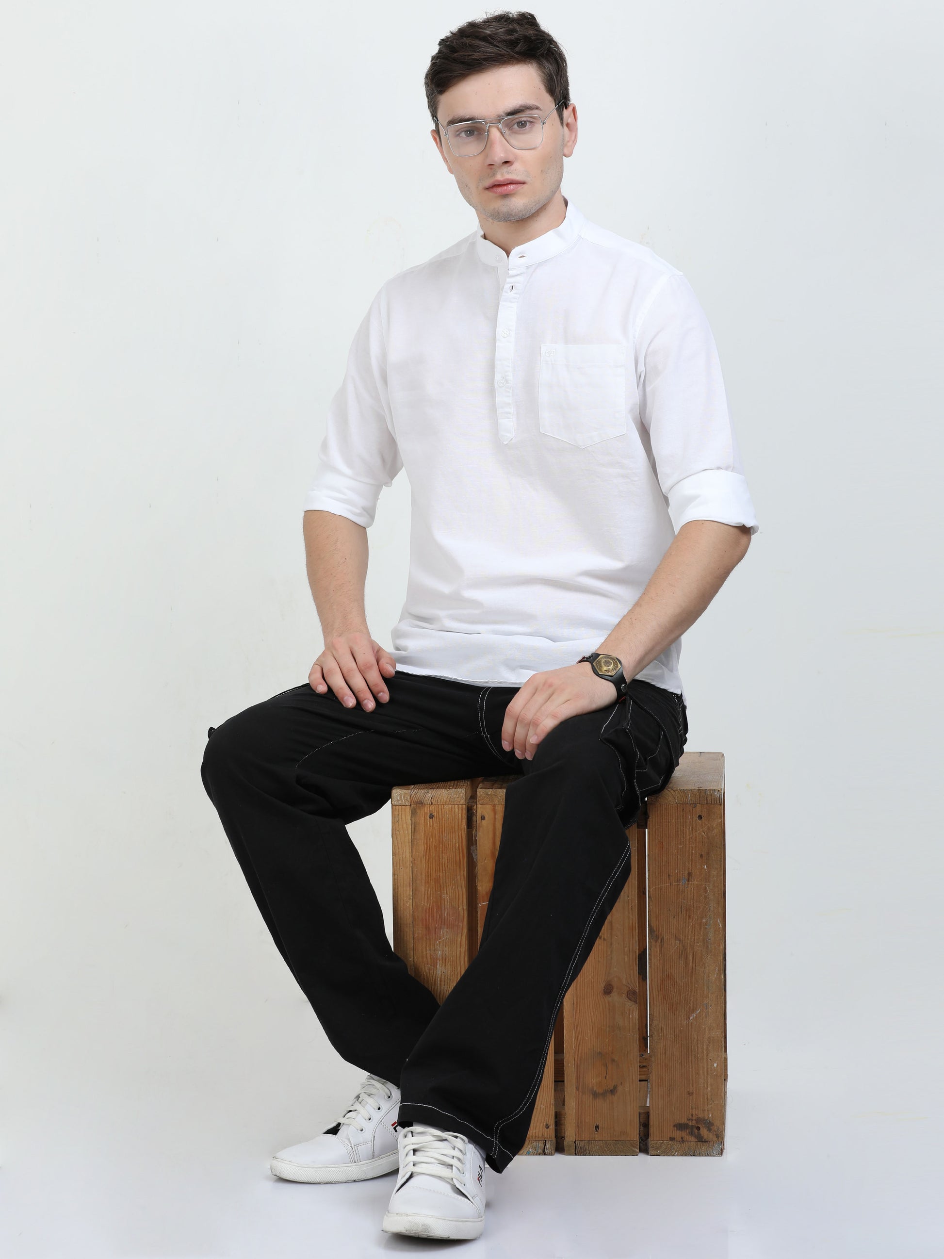 Titan White Short Kurta for Men 