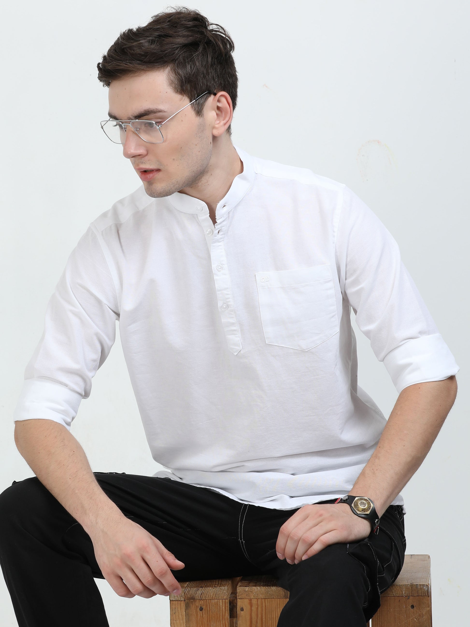 Titan White Short Kurta for Men