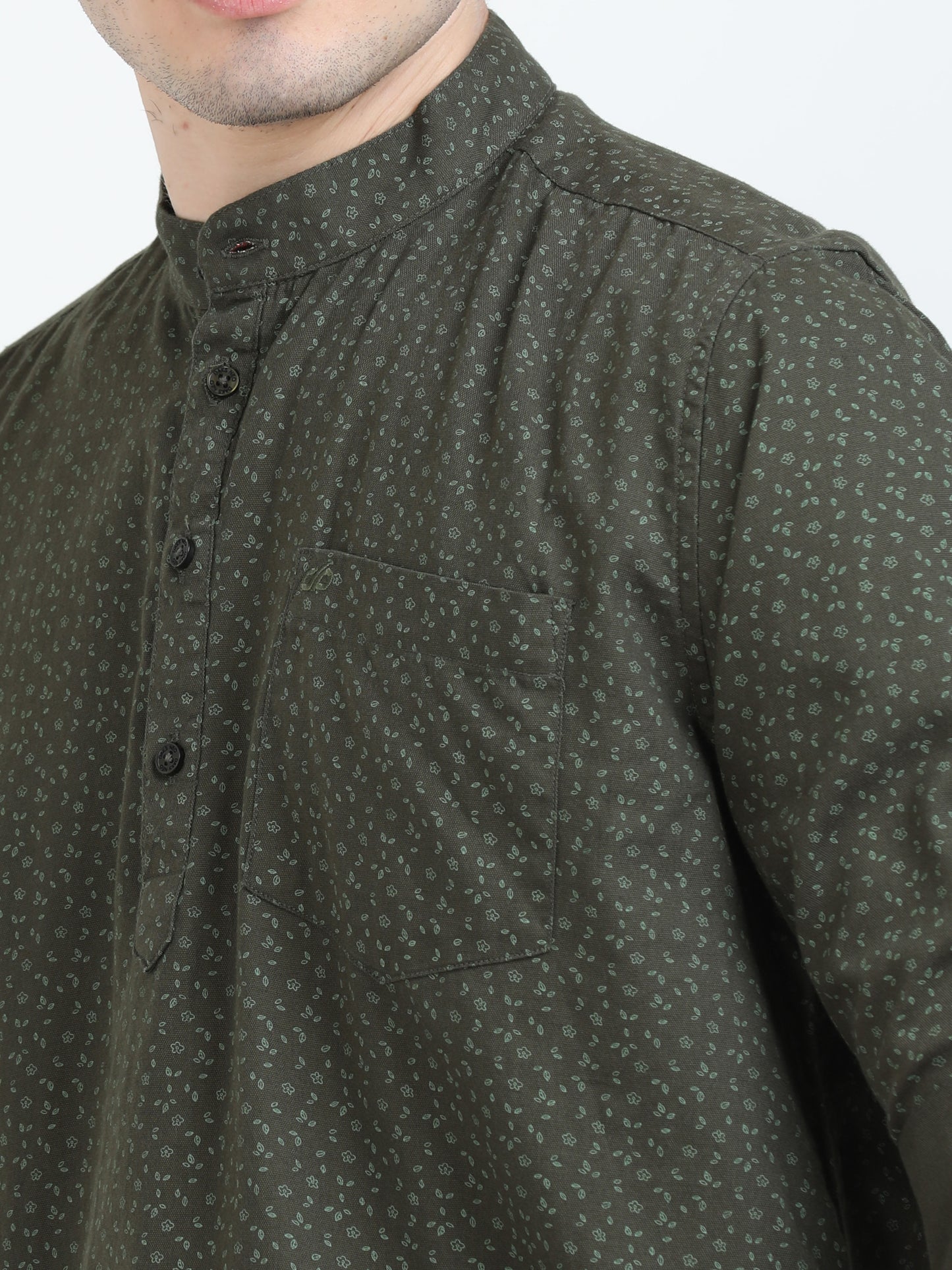 Lunar Green Short Kurta for Men 