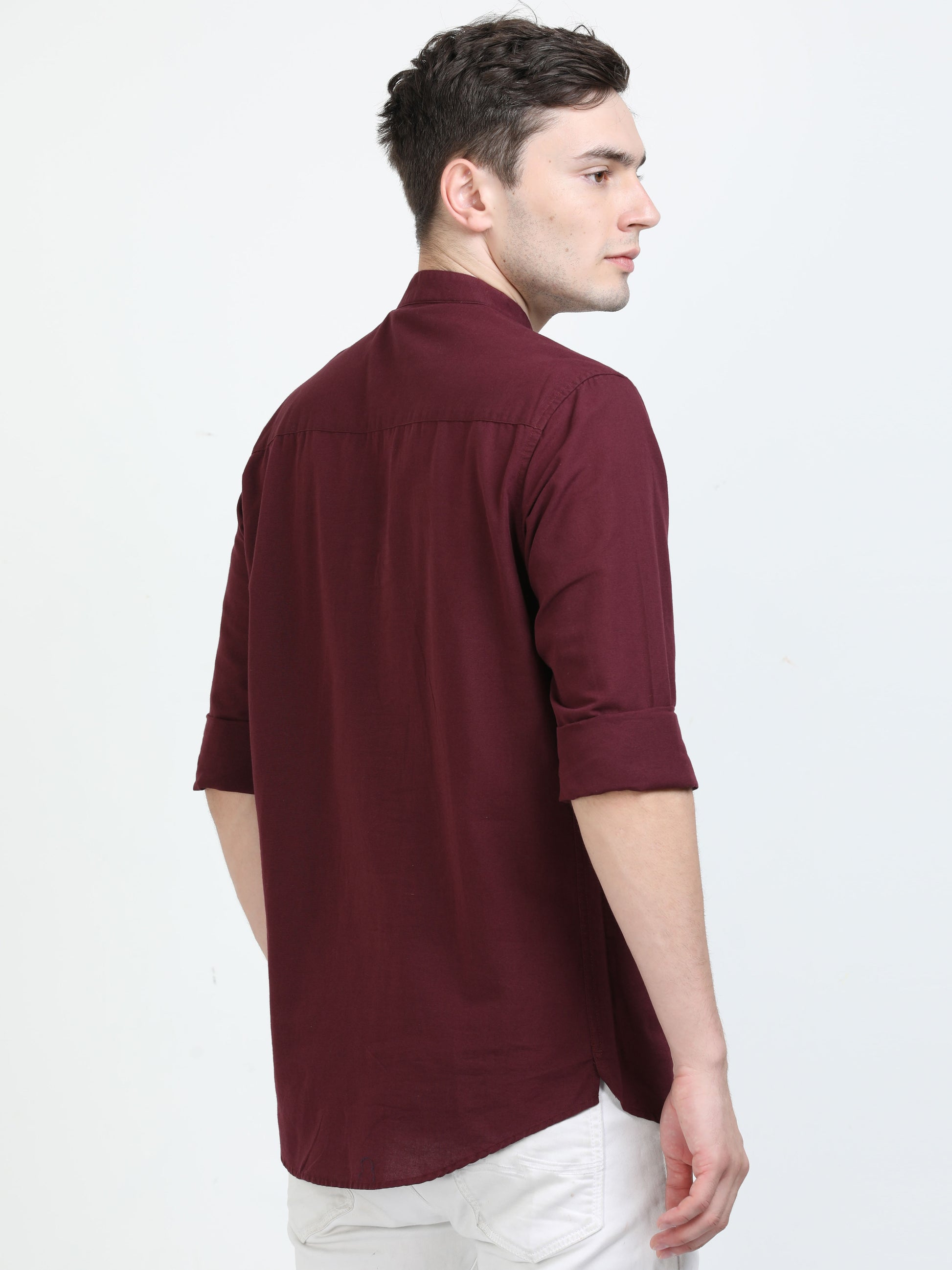 Wine Berry Short Kurta for Men 