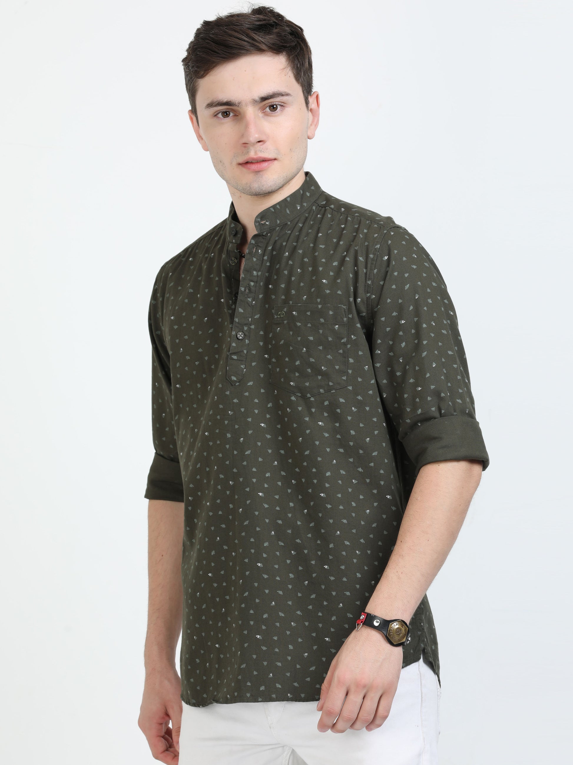 Hazel Green Short Kurta for Men 