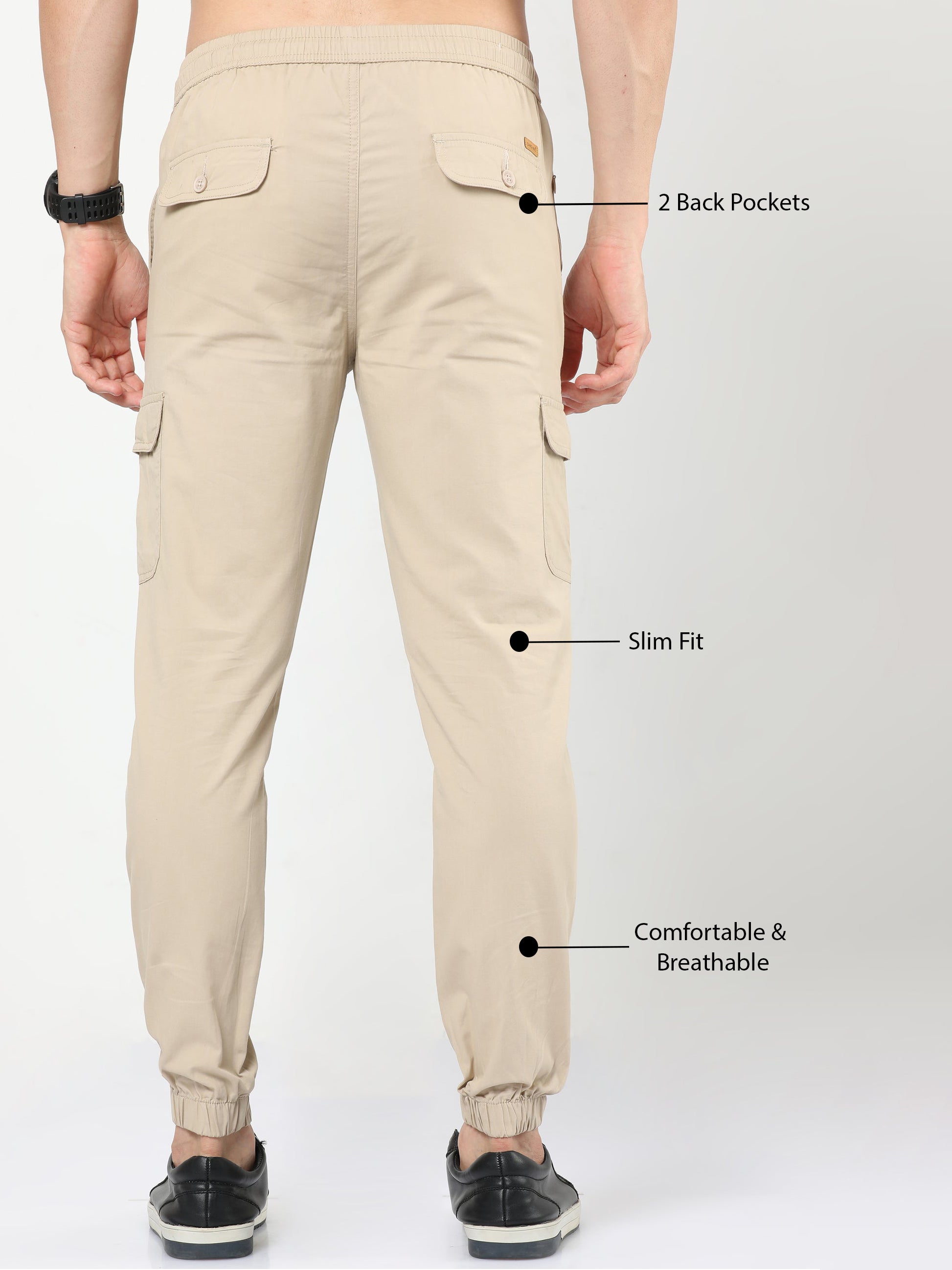 Peach Solid Cotton Men Tapered Fit Casual Trousers - Selling Fast at  Pantaloons.com