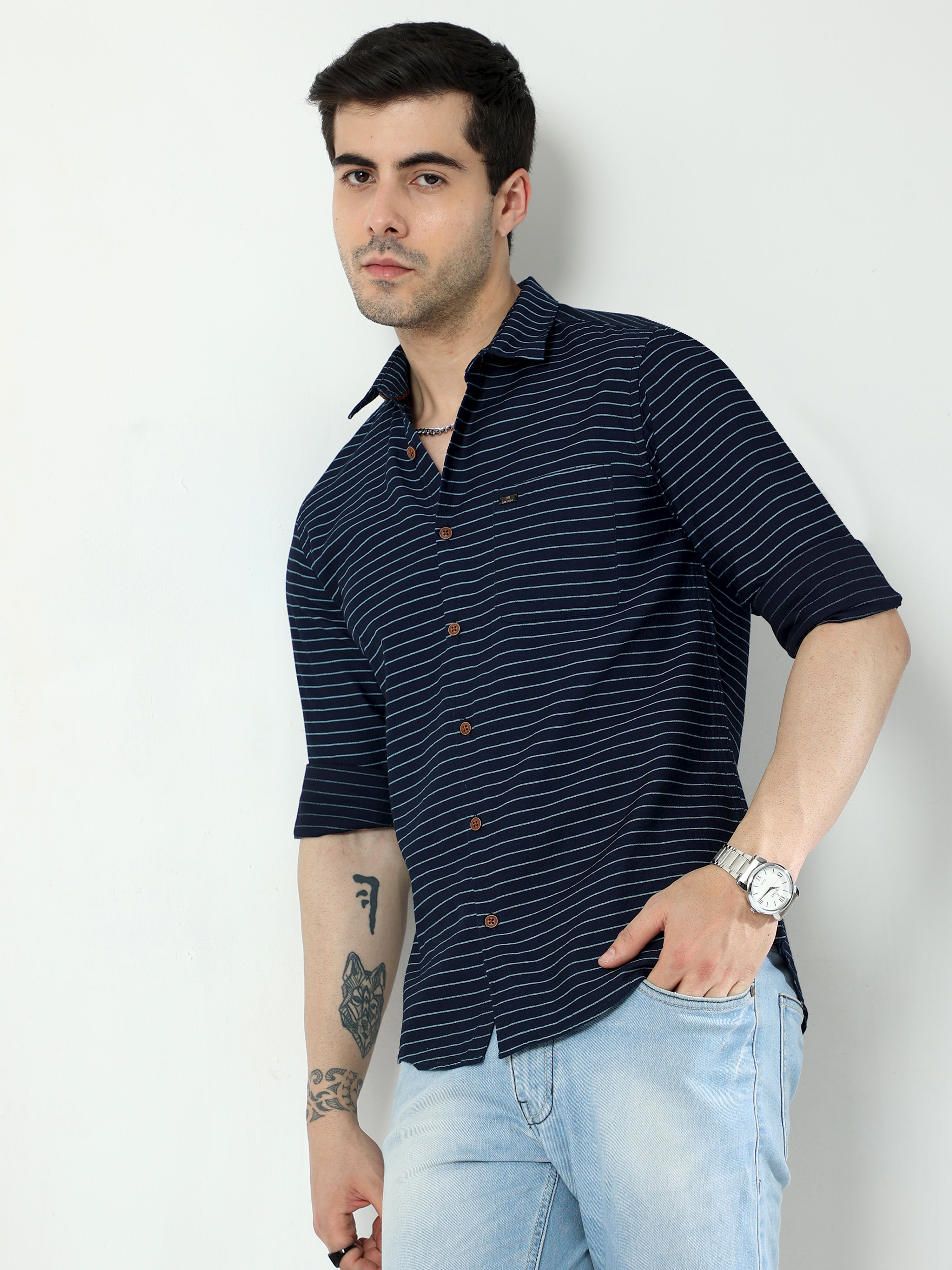 Buy GRAND STITCH Men Blue Solid Denim Single Casual Shirts (XXL) Online at  Best Prices in India - JioMart.
